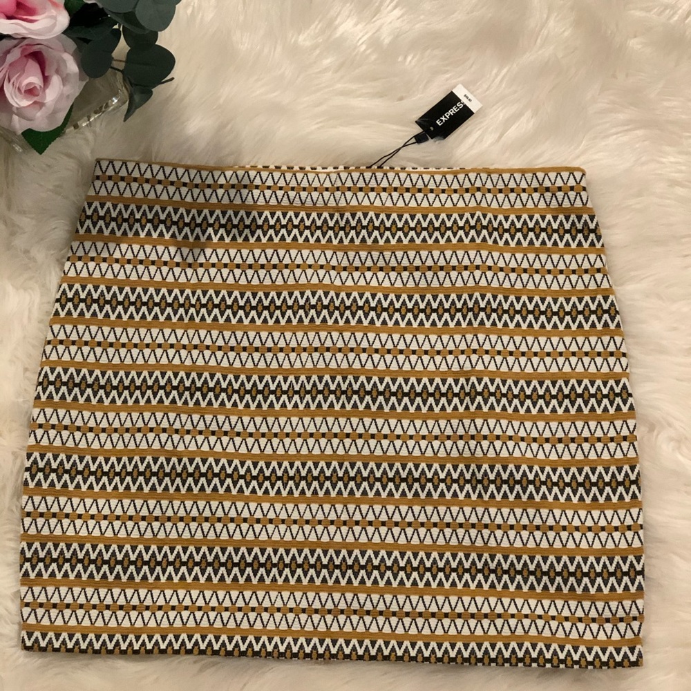 High Waisted Chevron Knit Mini Skirt